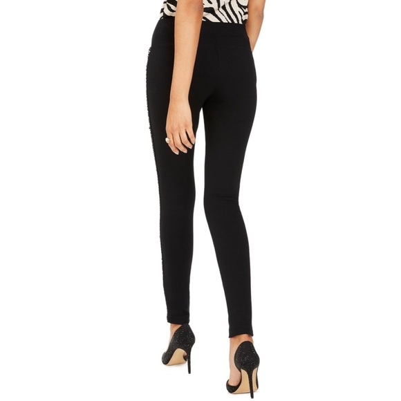 INC INTERNATIONAL CONCEPT BLACK EMBELLISHED SEQUIN DETAIL SPANDEX LEGGING - Picture 2 of 10